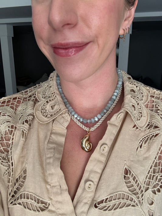 Gold Shell & Silk Rope Necklace