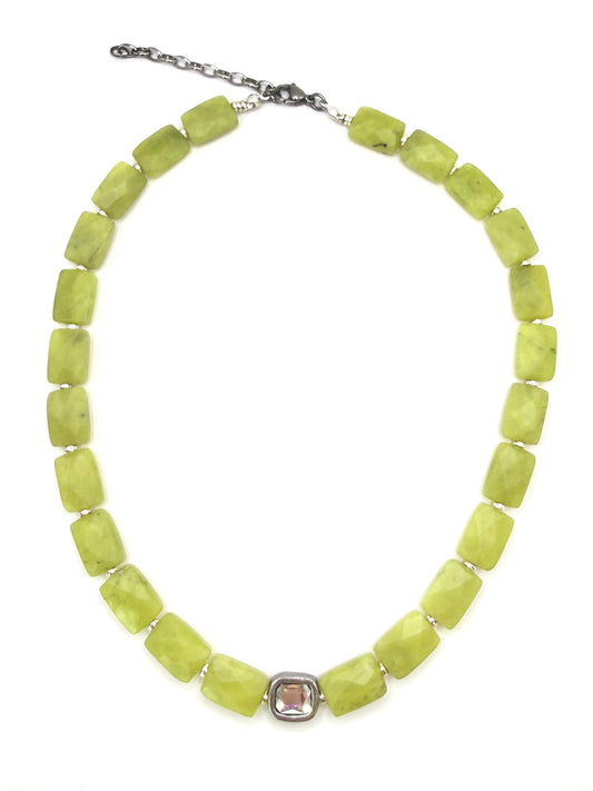 Lemon Jade Bling Drop Necklace