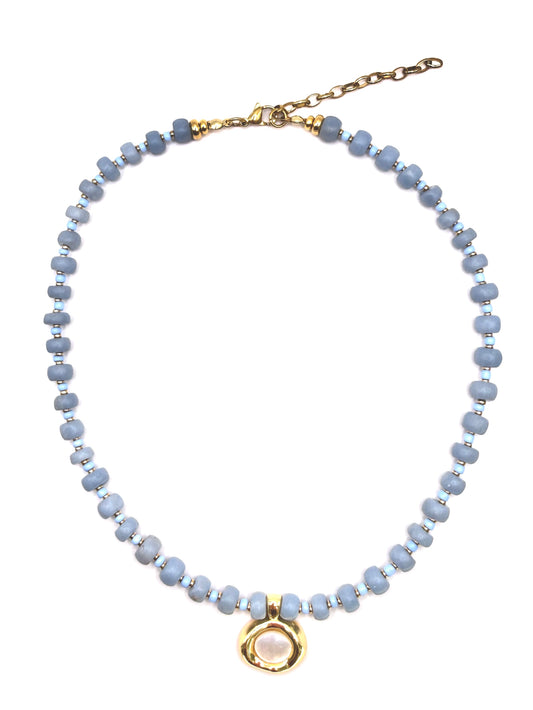 Angelite Pearl Drop Necklace