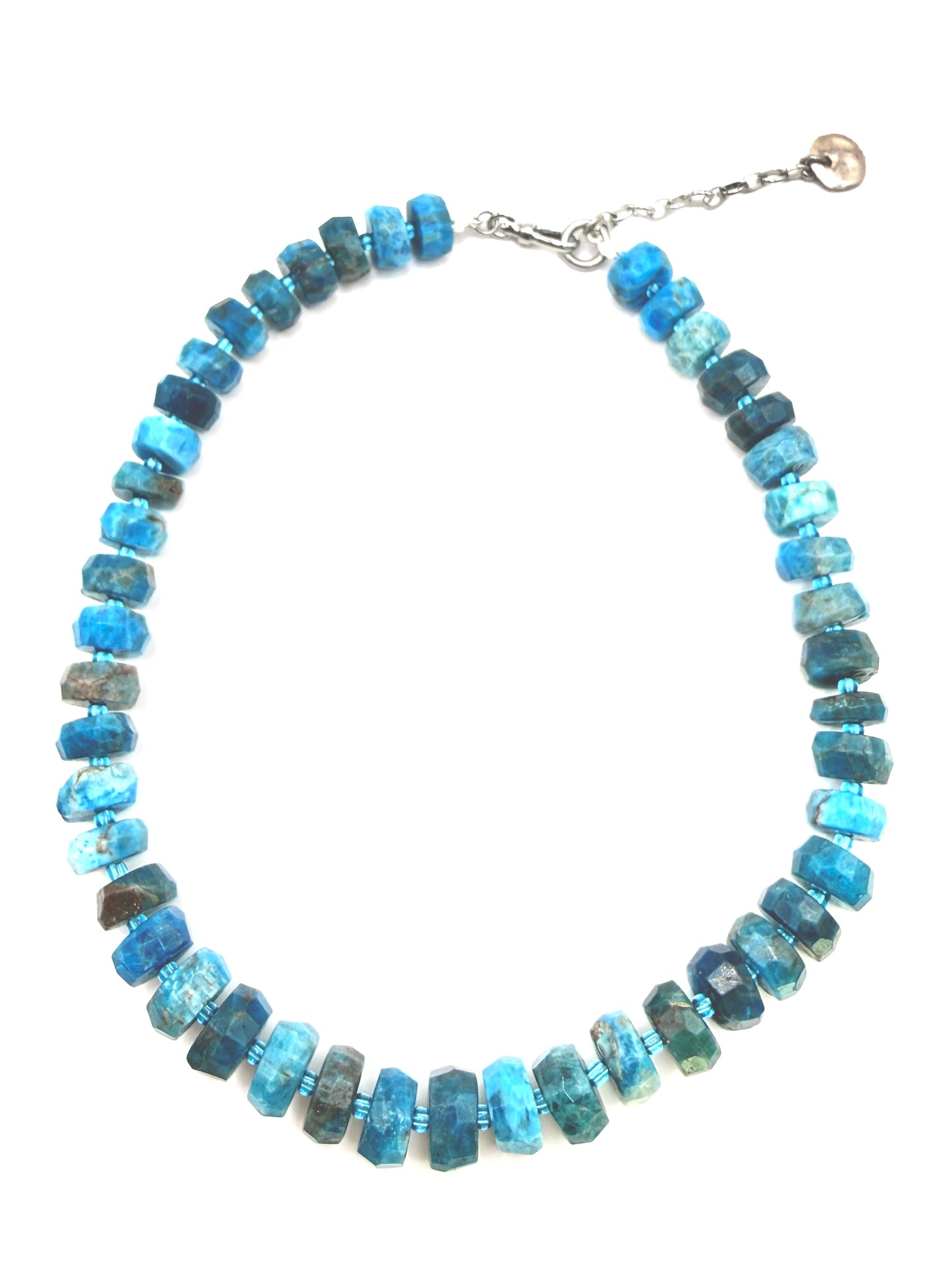 Blue Apatite Chunky Wheel Necklace