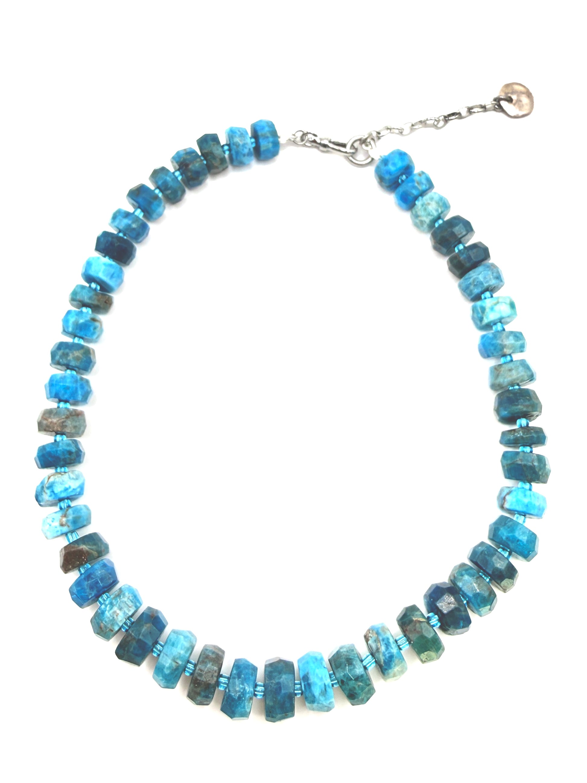 Blue Apatite Chunky Wheel Necklace