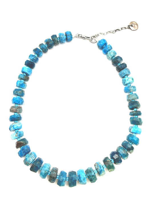 Blue Apatite Chunky Wheel Necklace