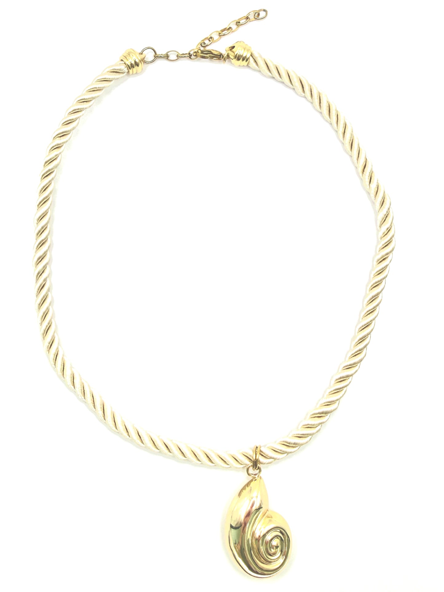 Gold Shell & Silk Rope Necklace