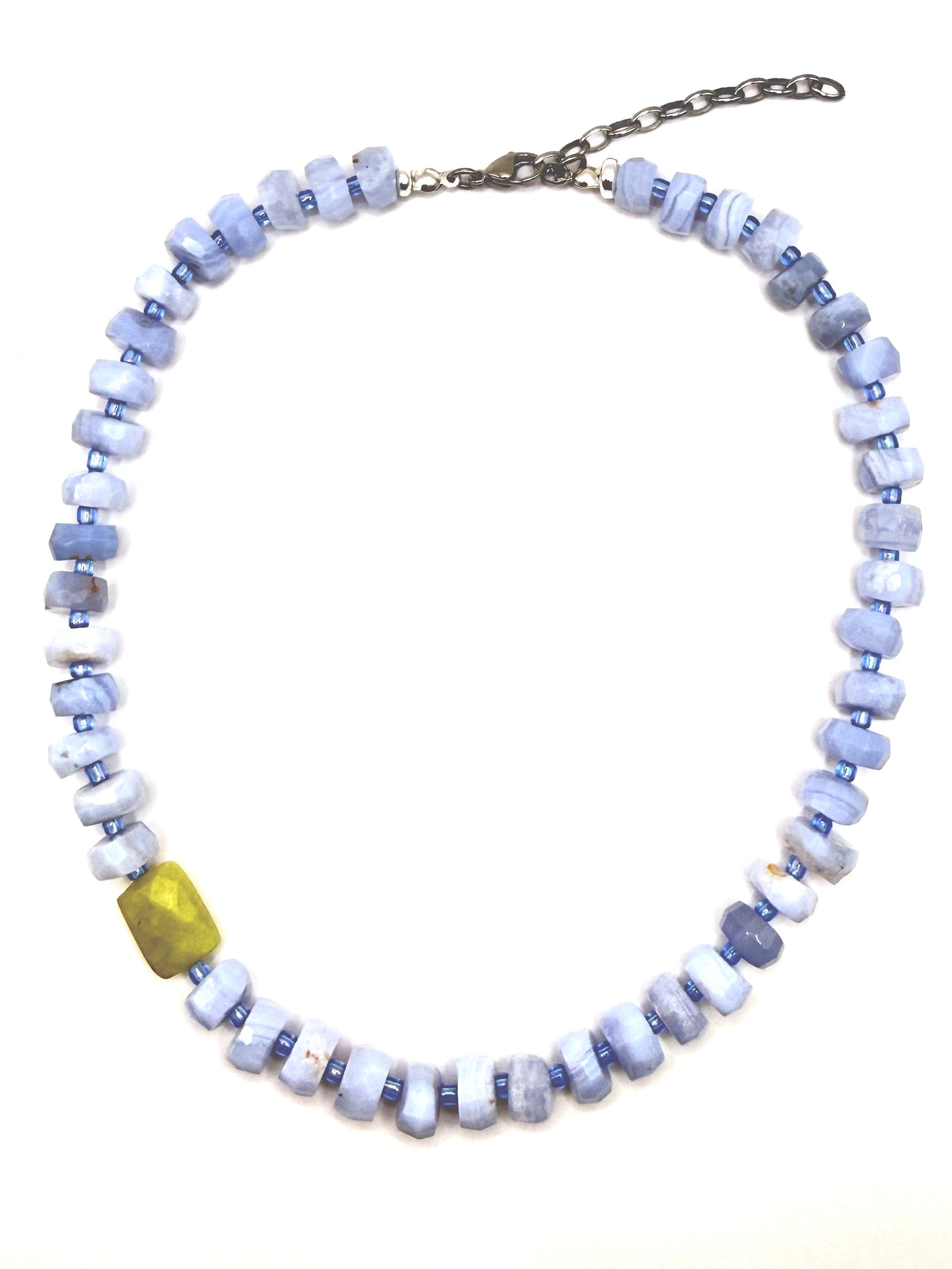 Blue Lace Agate Chunky Accent Necklace