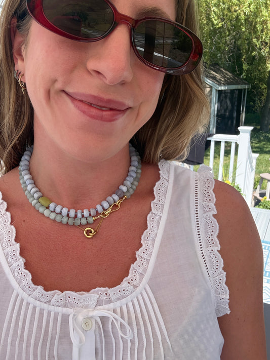 Blue Aquamarine Wheel Necklace