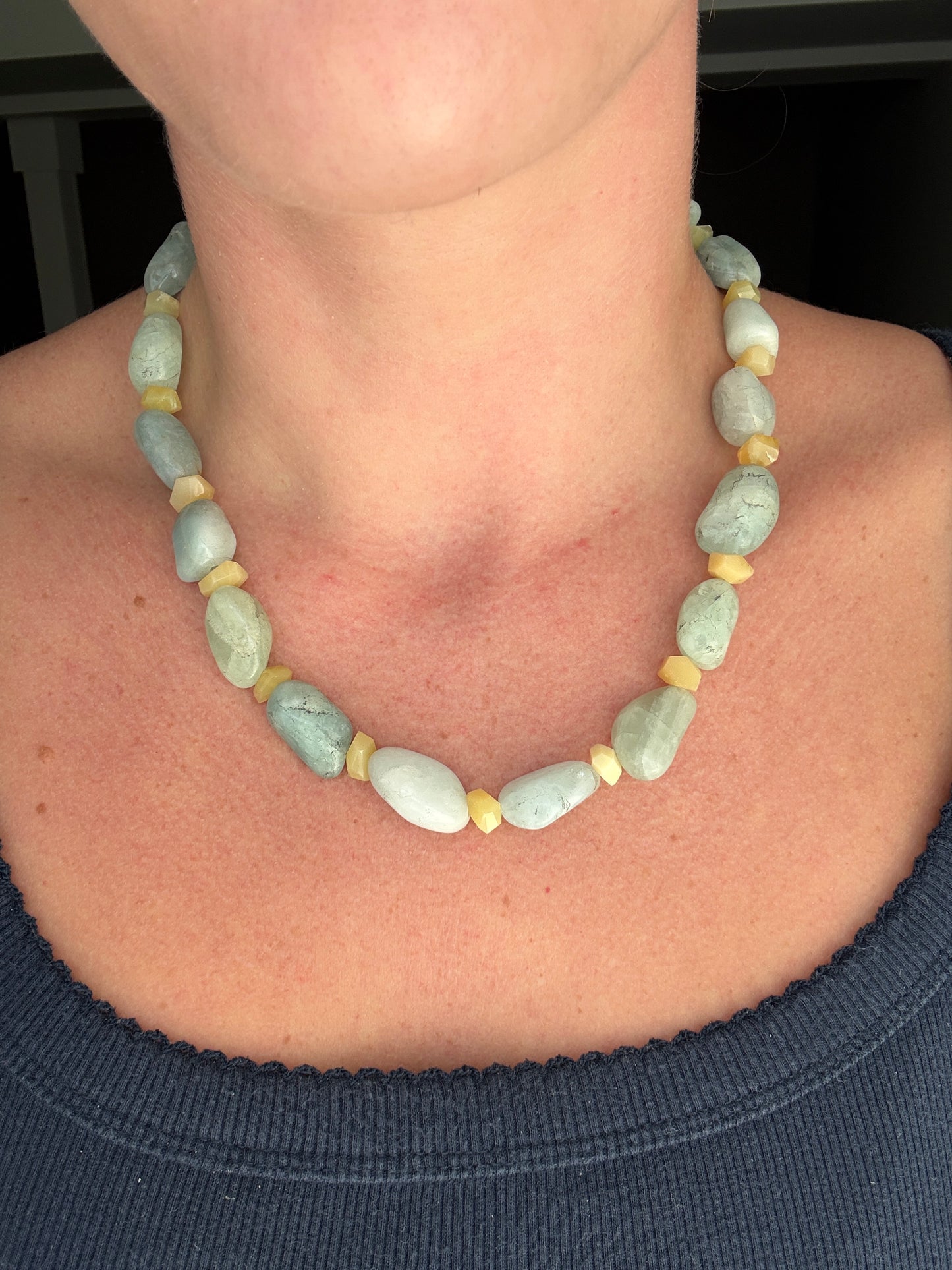 Aquamarine Chunky Chip Necklace