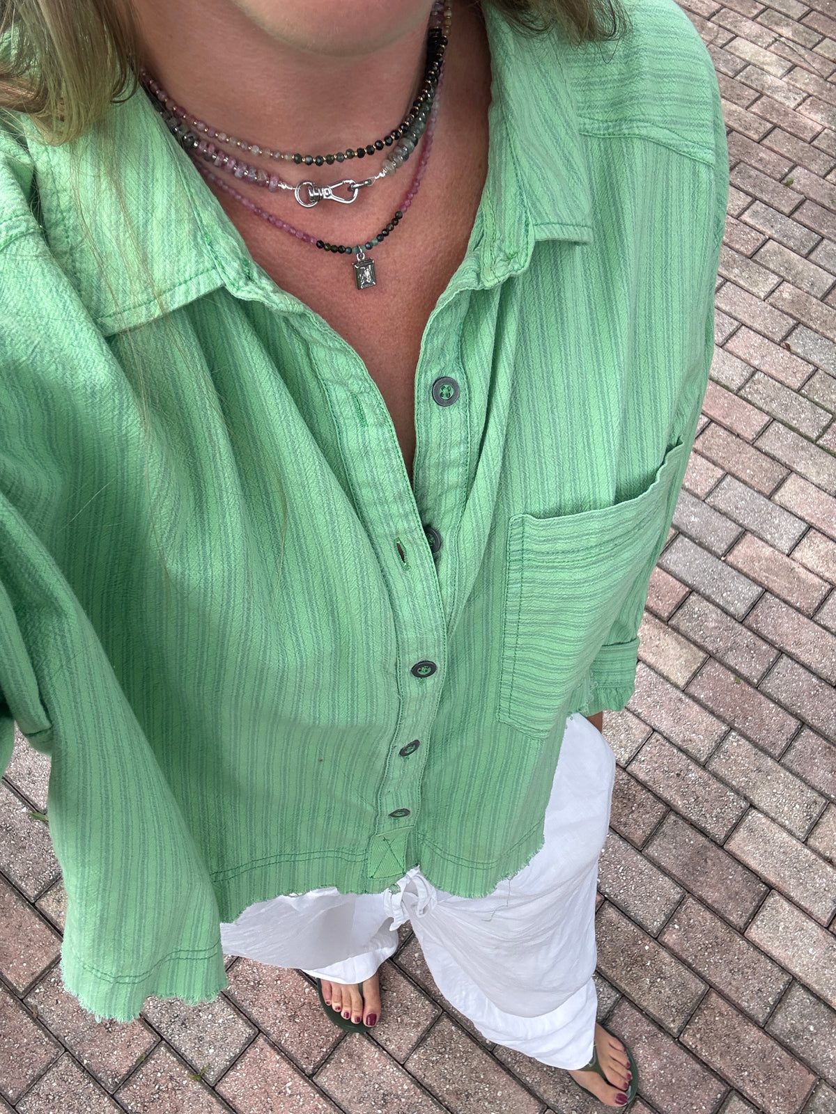 Watermelon Tourmaline & Silver Chunky Layering Necklace