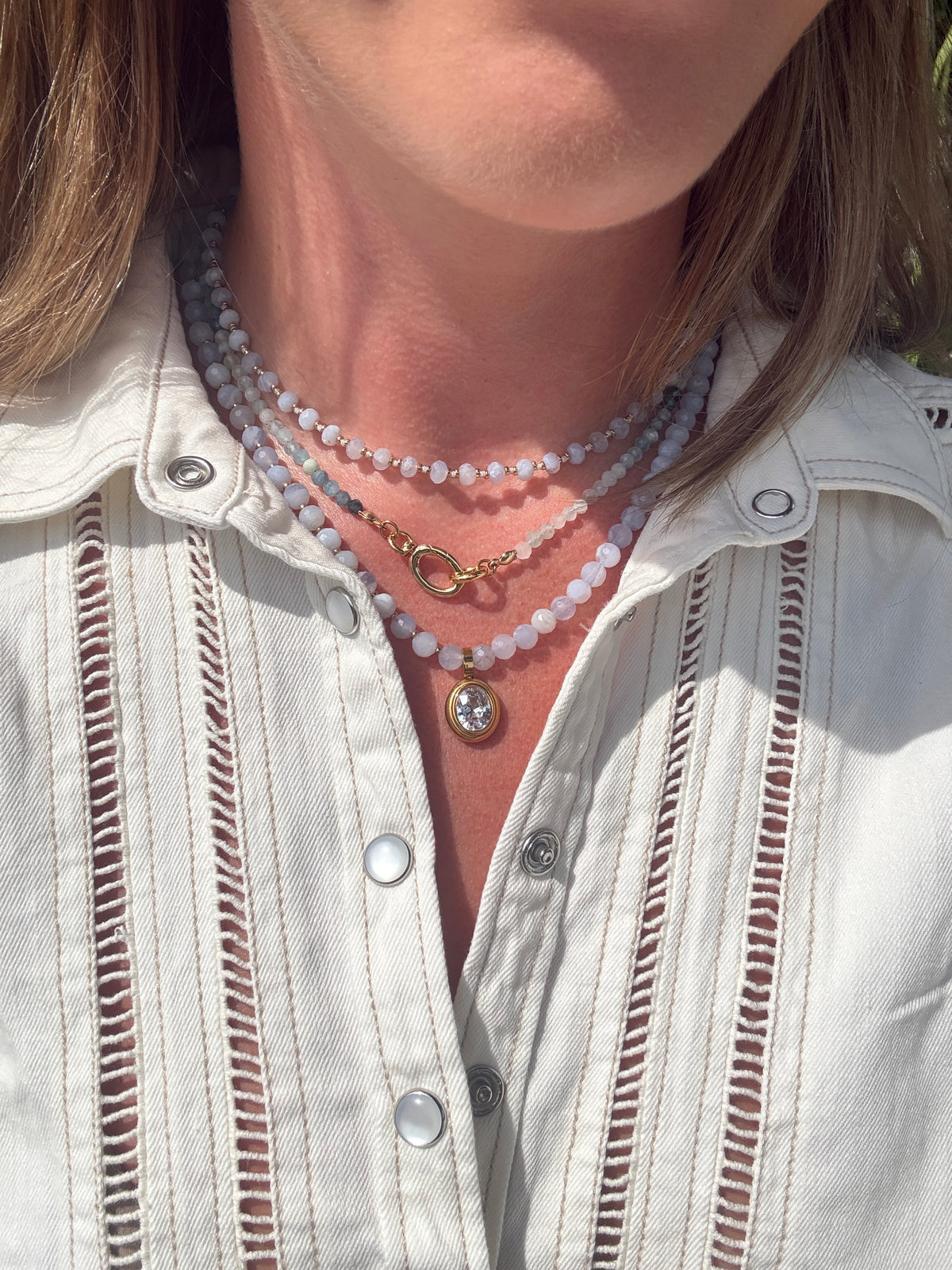 Blue Aquamarine Ombré Layering Necklace