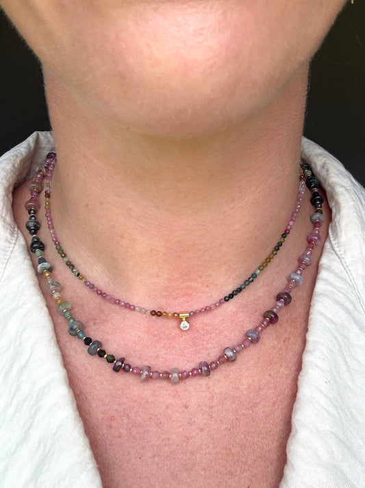 Tiny Tourmaline Bling Drop Necklace