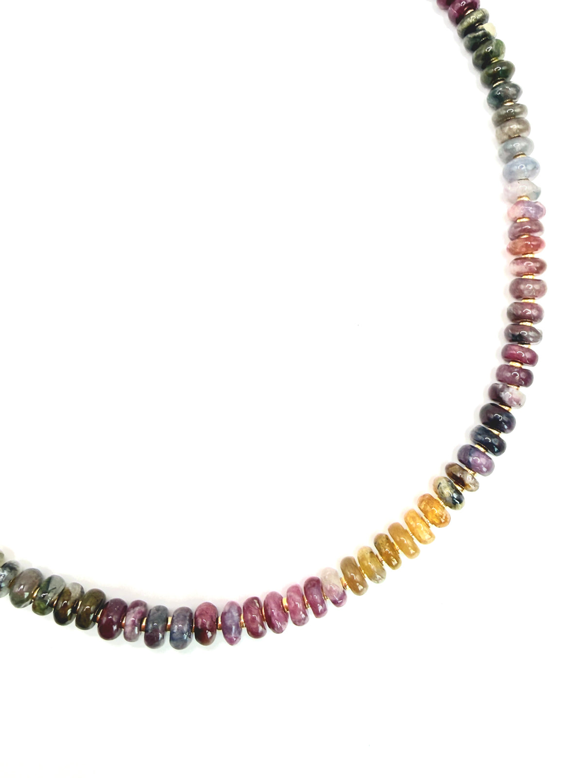 Watermelon Tourmaline & Gold Chunky Layering Necklace