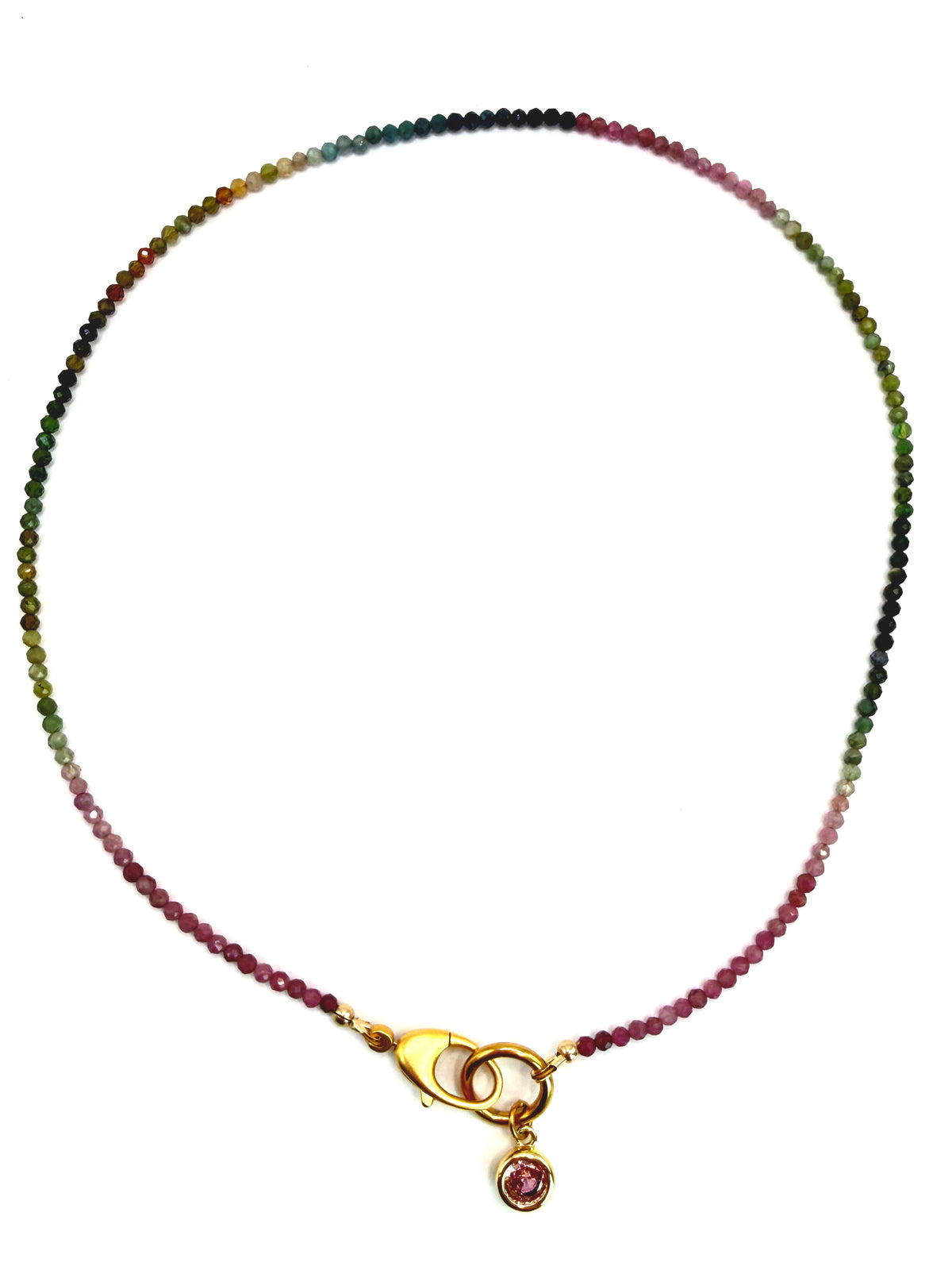Tourmaline & Pink Bling Drop Necklace
