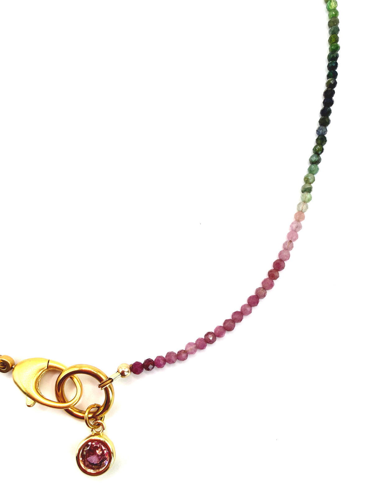 Tourmaline & Pink Bling Drop Necklace