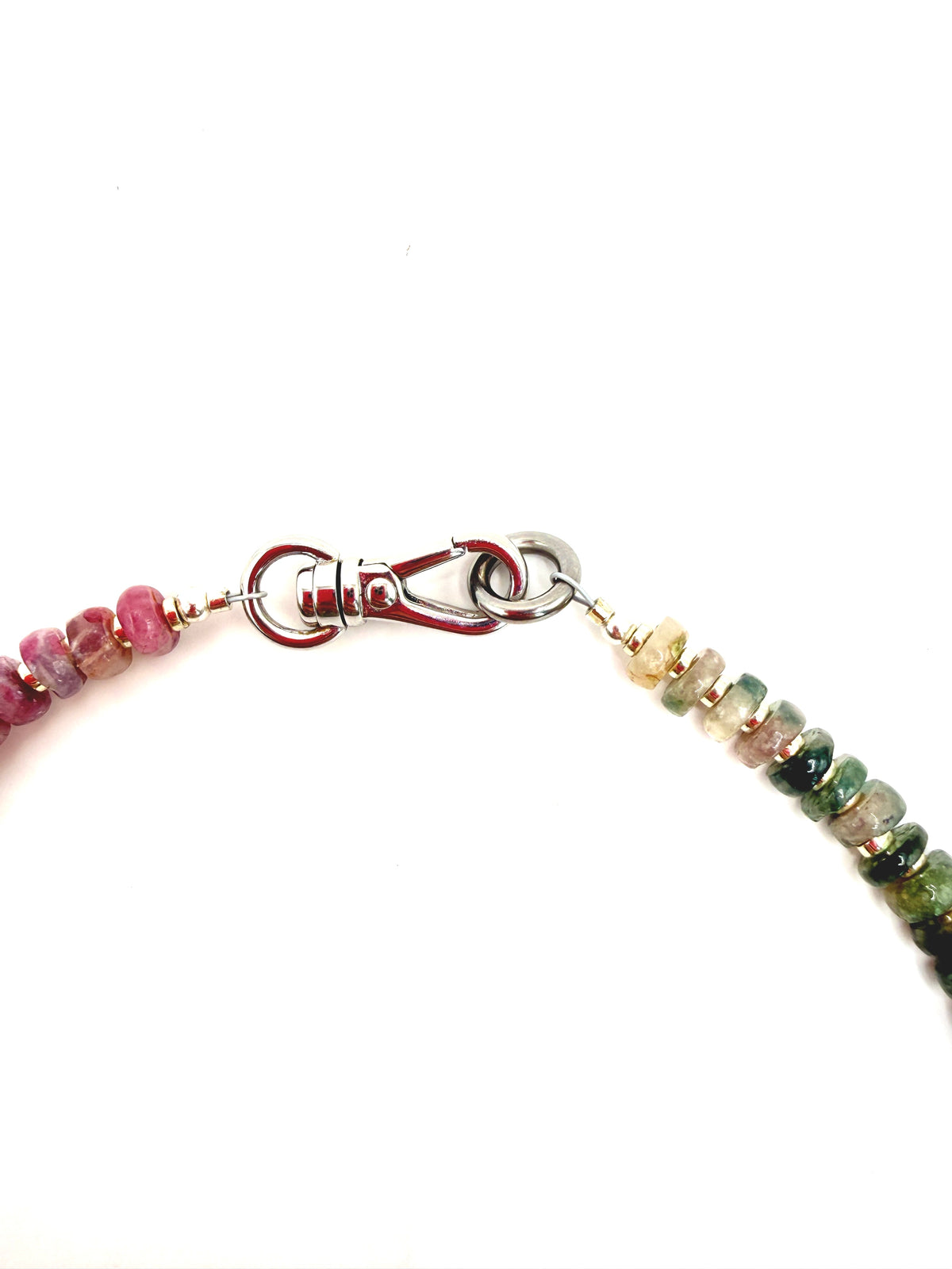 Watermelon Tourmaline & Silver Chunky Layering Necklace