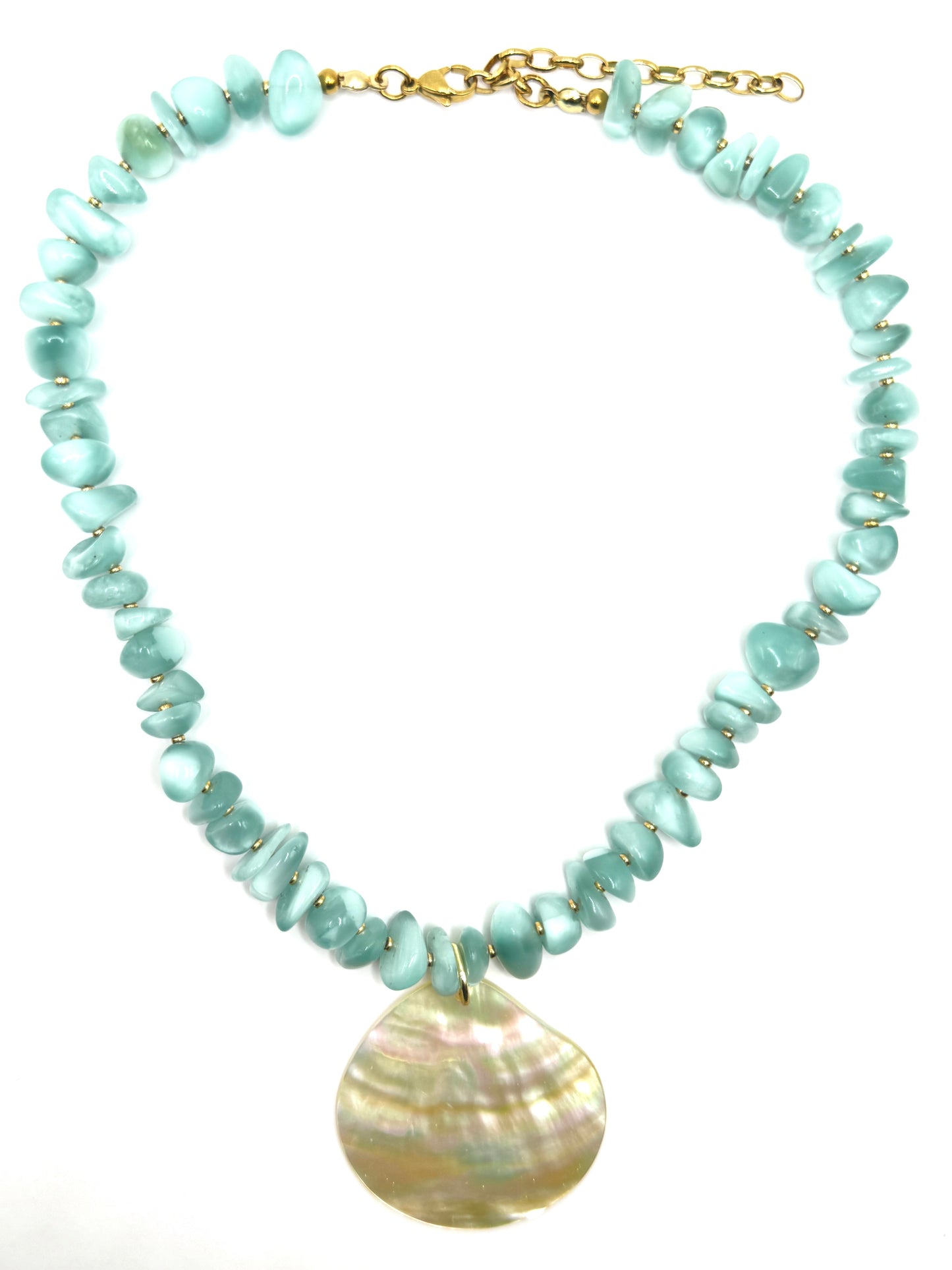 Shell Drop - Chatoyant Green Moonstone Chips