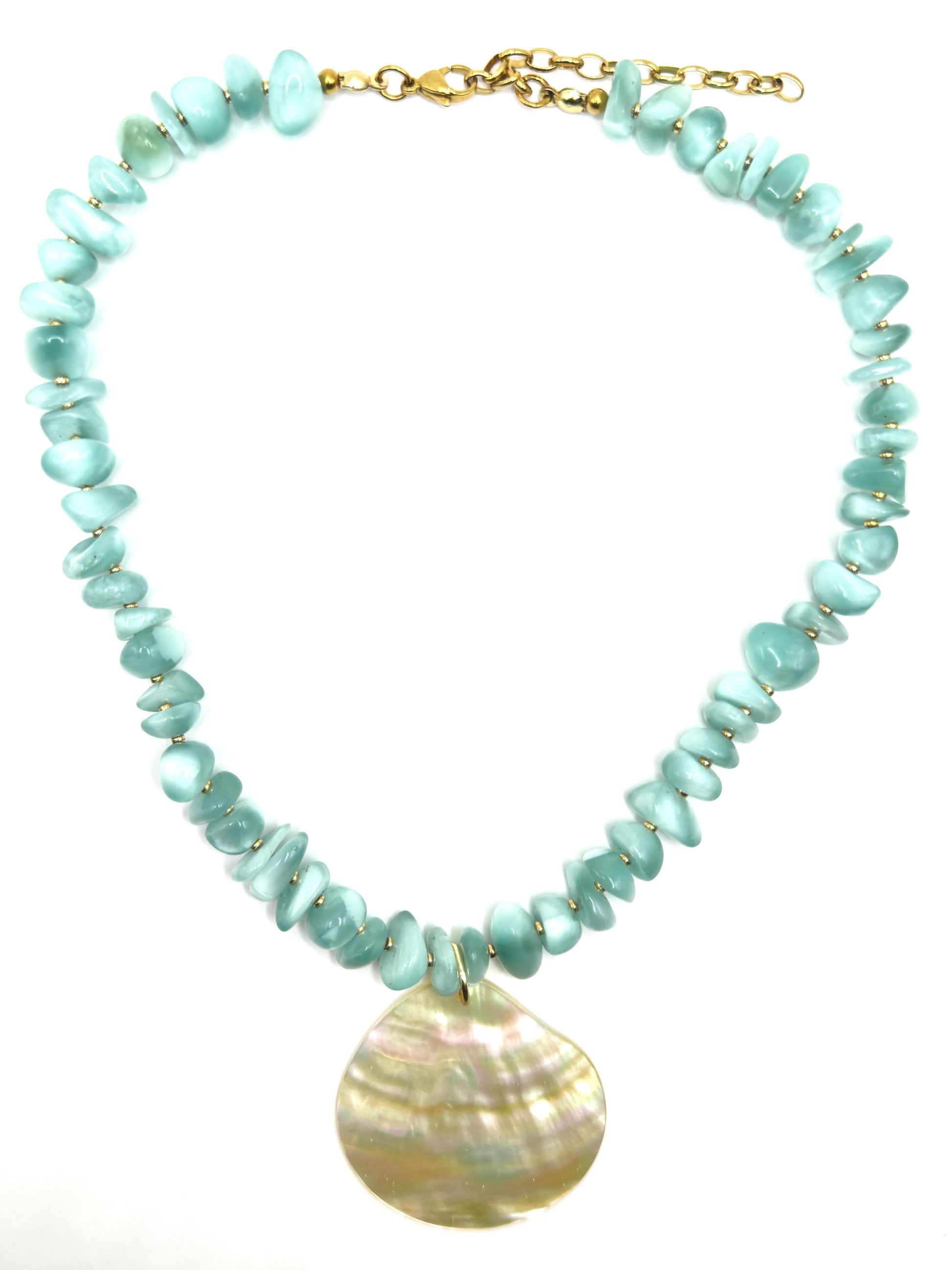 Shell Drop - Chatoyant Green Moonstone Chips