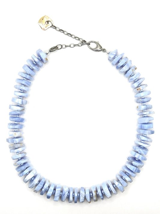 Silver Shells - Large Natural Blue Lace Agate