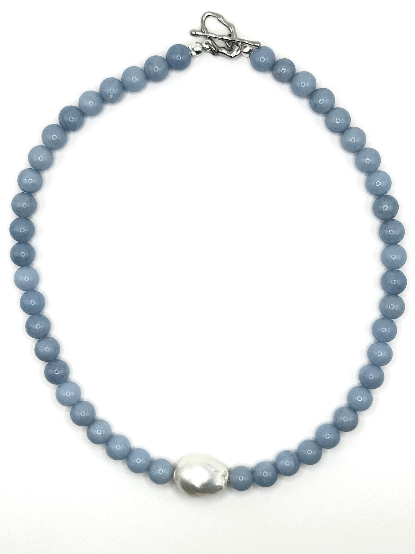 Pearl Drop - Natural Blue Angelite Rounds