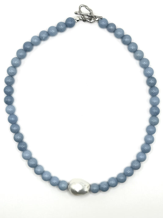 Pearl Drop - Natural Blue Angelite Rounds