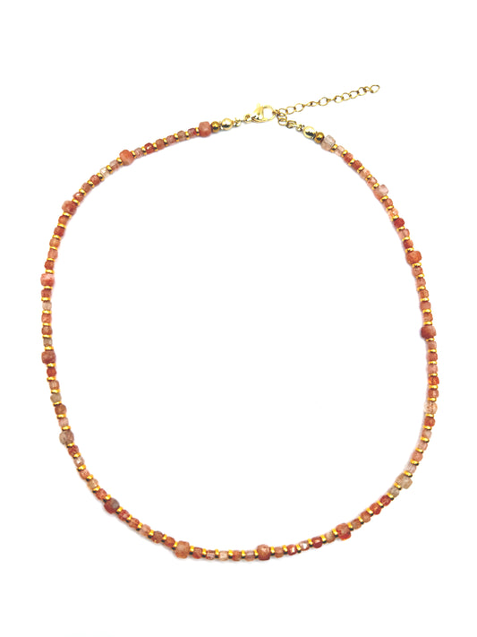 Layer Necklace - Sunstone Cubes