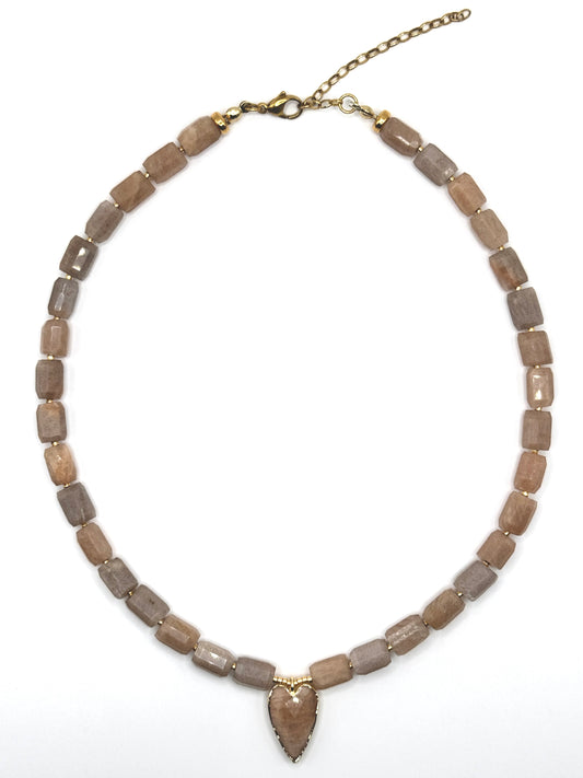 Heart Drop - Sunstone & Peach Moonstone